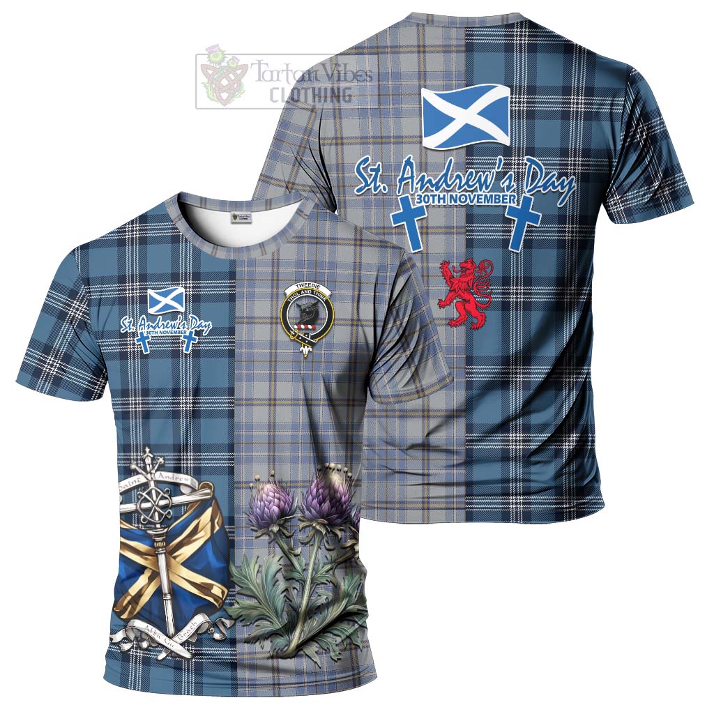 Tartan Vibes Clothing Tweedie Tartan T-Shirt Happy St. Andrew's Day Half Tartan Style