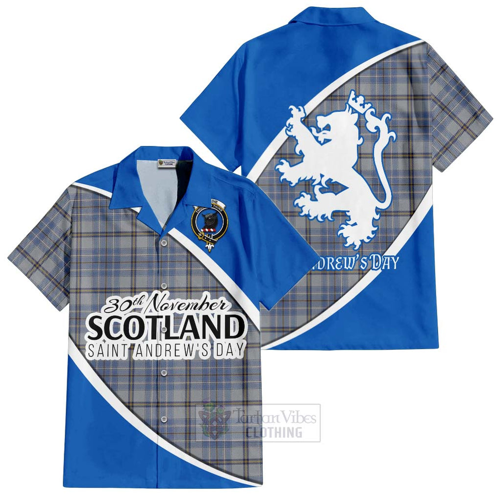 Tartan Vibes Clothing Tweedie Family Crest Tartan Short Sleeve Button Shirt Celebrate Saint Andrew's Day in Style