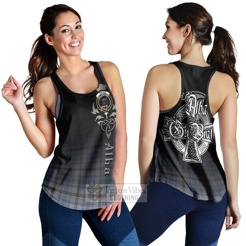 Tartan Vibes Clothing Tweedie Tartan Women's Racerback Tanks Featuring Alba Gu Brath Family Crest Celtic Inspired