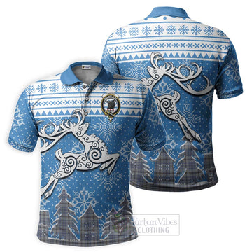 Tweedie Clan Christmas Polo Shirt Celtic Reindeer Style