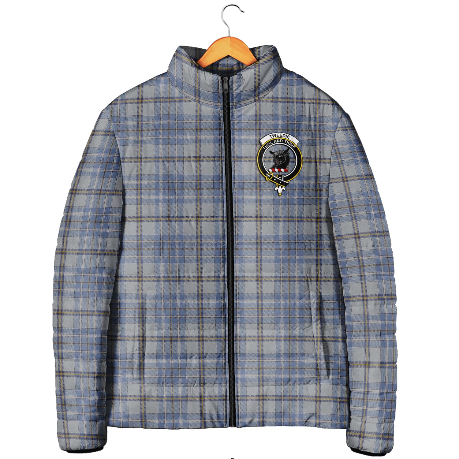 Tweedie Tartan Padded Jacket with Family Crest Men's Padded Jacket - Tartan Vibes Clothing