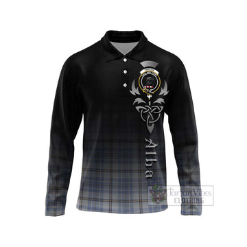 Tweedie Tartan Long Sleeve Polo Shirt Featuring Alba Gu Brath Family Crest Celtic Inspired