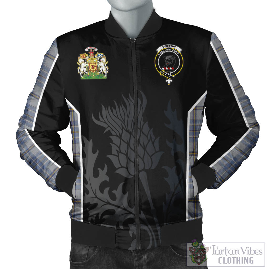 Tartan Vibes Clothing Tweedie Tartan Bomber Jacket with Family Crest and Scottish Thistle Vibes Sport Style