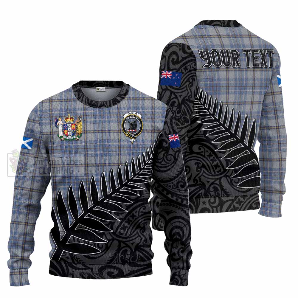 Tartan Vibes Clothing Tweedie Crest Tartan Knitted Sweater with New Zealand Silver Fern Half Style