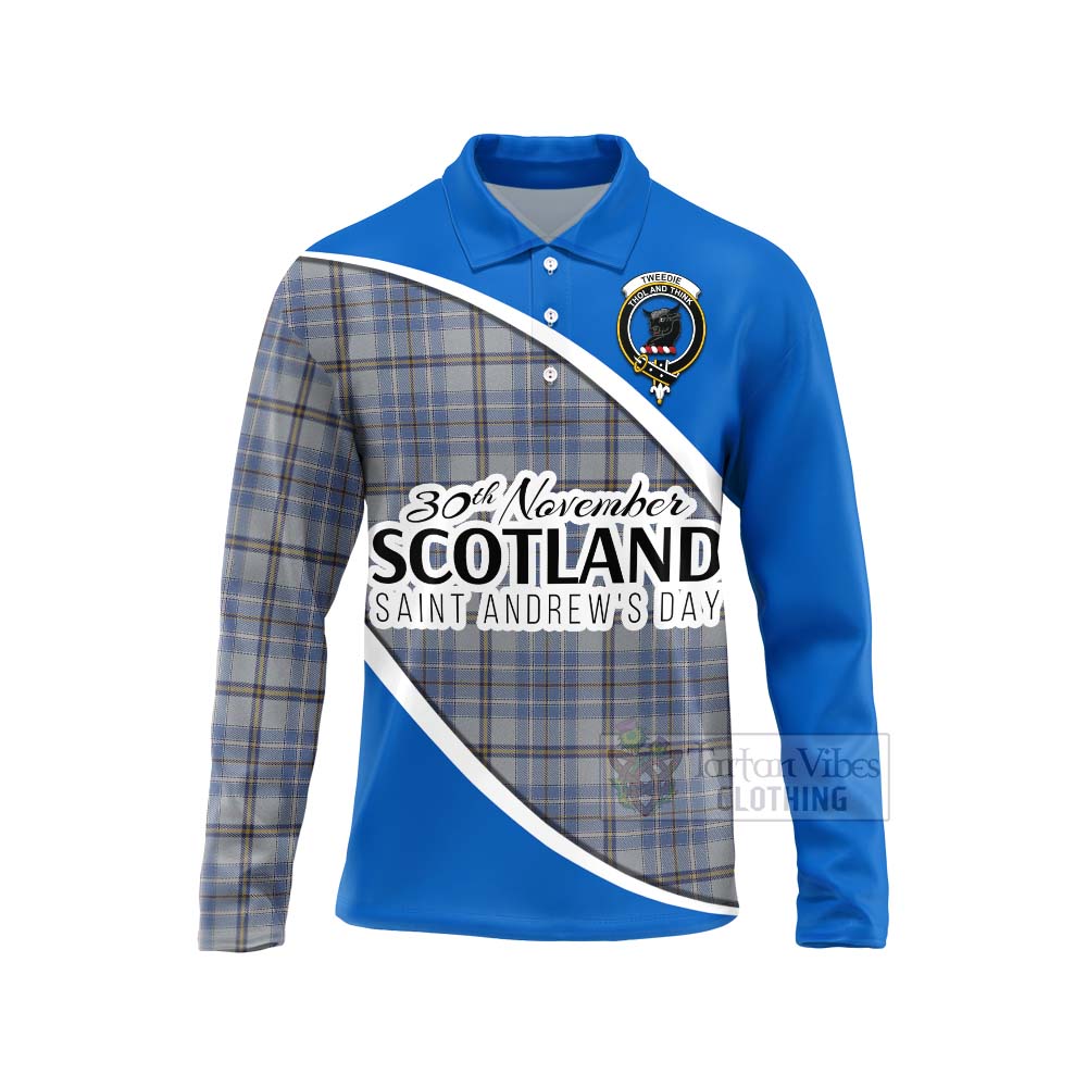 Tartan Vibes Clothing Tweedie Family Crest Tartan Long Sleeve Polo Shirt Celebrate Saint Andrew's Day in Style