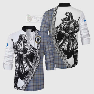 Tweedie Tartan Clan Crest Ghillie Kilt Shirt with Highlander Warrior Celtic Style