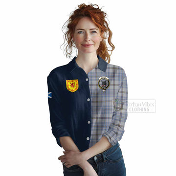 Tweedie Tartan Women's Casual Shirt Alba with Scottish Lion Royal Arm Half Style