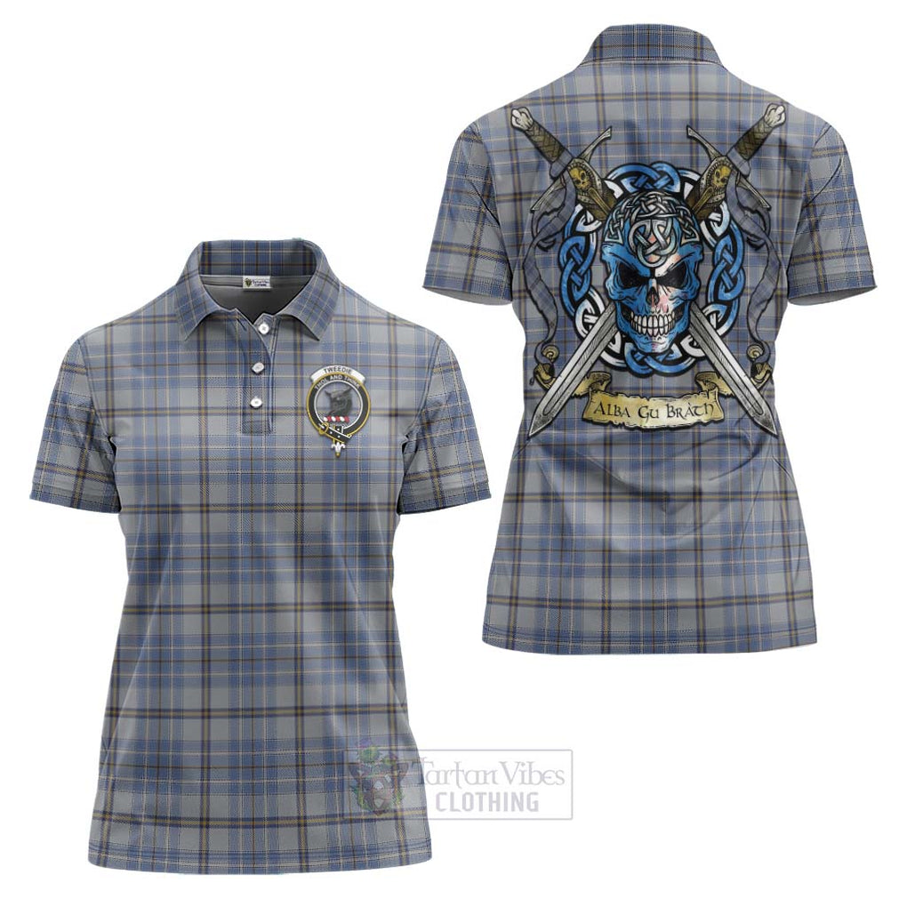 Tartan Vibes Clothing Tweedie Tartan Women's Polo Shirt with Family Crest Celtic Skull Style