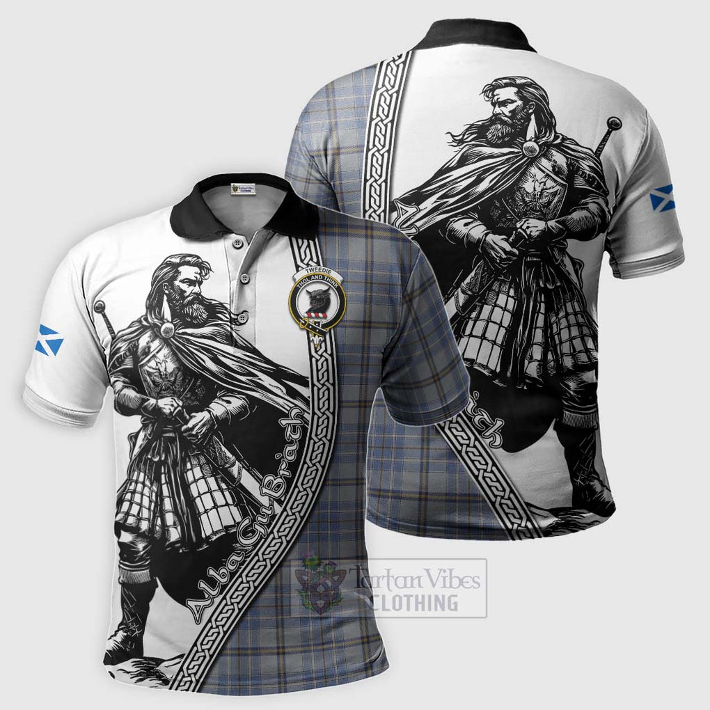 Tartan Vibes Clothing Tweedie Tartan Clan Crest Polo Shirt with Highlander Warrior Celtic Style