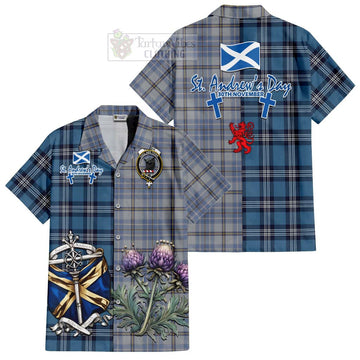 Tweedie Tartan Short Sleeve Button Shirt Happy St. Andrew's Day Half Tartan Style