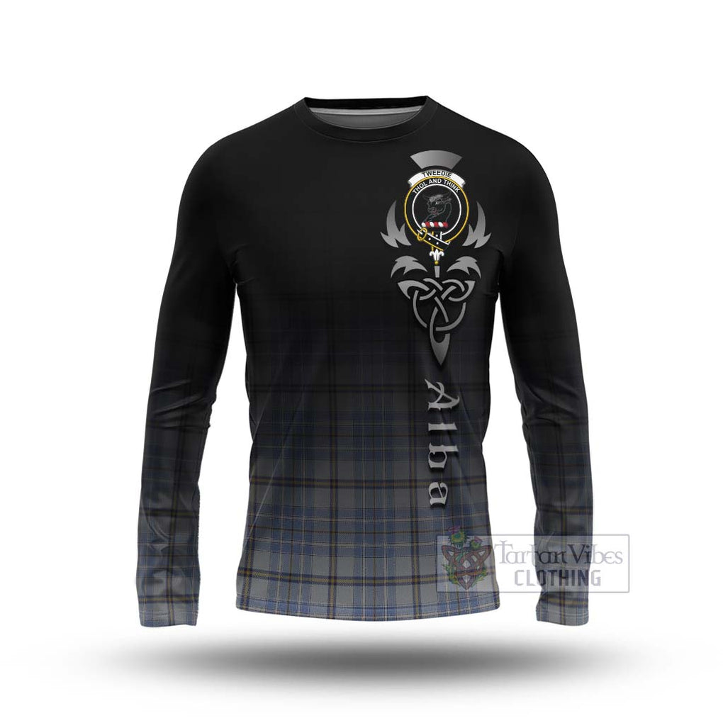 Tartan Vibes Clothing Tweedie Tartan Long Sleeve T-Shirt Featuring Alba Gu Brath Family Crest Celtic Inspired