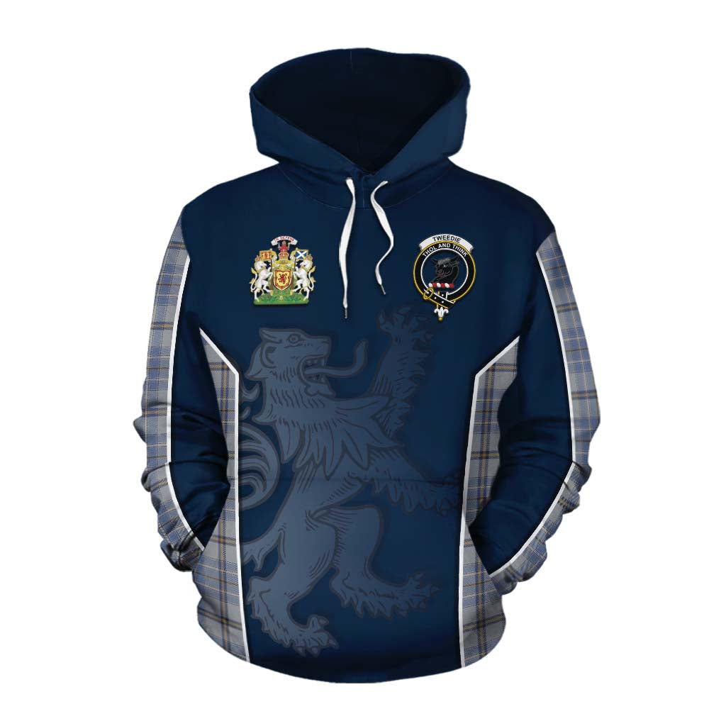 Tartan Vibes Clothing Tweedie Tartan Cotton Hoodie with Family Crest and Lion Rampant Vibes Sport Style