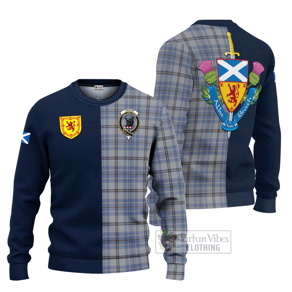 Tartan Vibes Clothing Tweedie Tartan Knitted Sweater with Scottish Lion Royal Arm Half Style