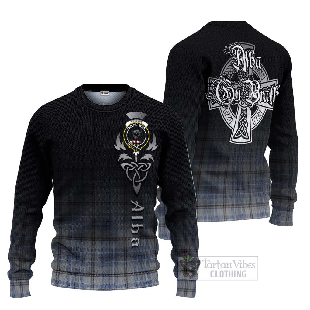 Tartan Vibes Clothing Tweedie Tartan Knitted Sweater Featuring Alba Gu Brath Family Crest Celtic Inspired