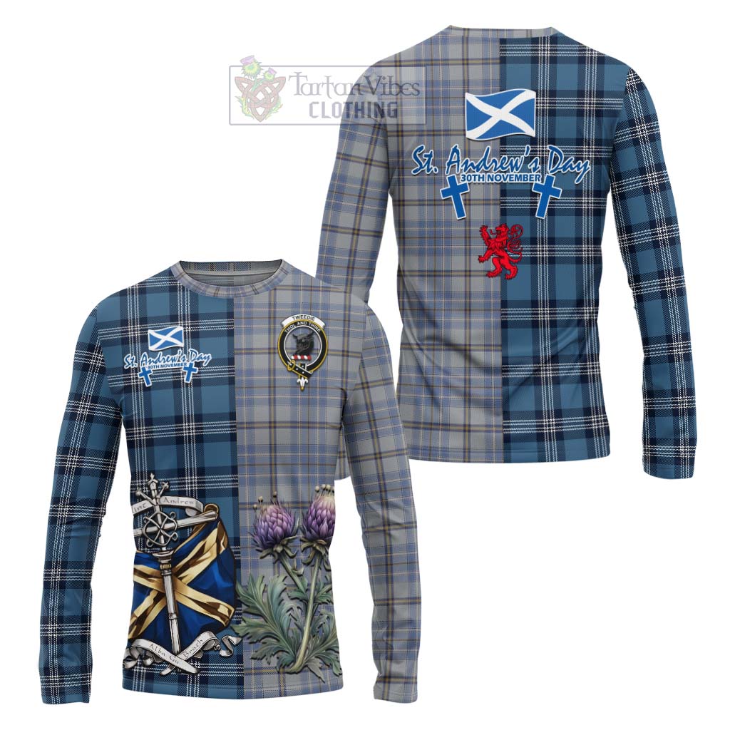 Tartan Vibes Clothing Tweedie Tartan Long Sleeve T-Shirt Happy St. Andrew's Day Half Tartan Style