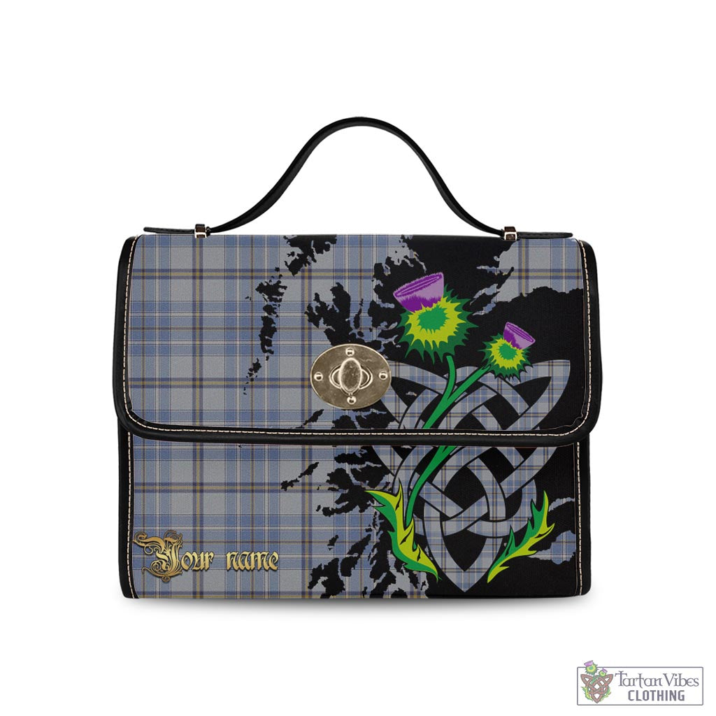 Tartan Vibes Clothing Tweedie Tartan Waterproof Canvas Bag with Scotland Map and Thistle Celtic Accents