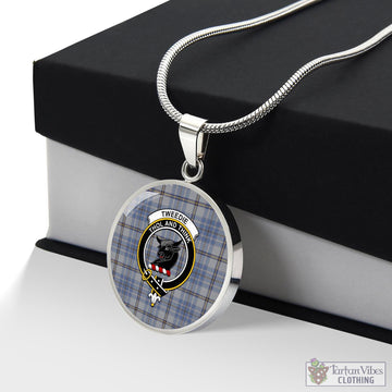 Tweedie Tartan Circle Necklace with Family Crest