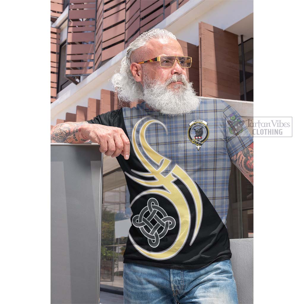 Tartan Vibes Clothing Tweedie Tartan Cotton T-shirt with Family Crest and Celtic Symbol Style