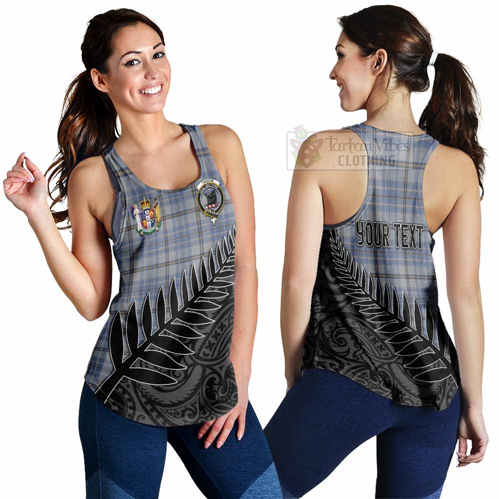 Tartan Vibes Clothing Tweedie Crest Tartan Women's Racerback Tanks with New Zealand Silver Fern Half Style