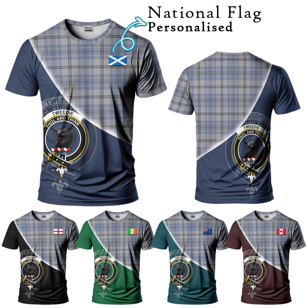 Tweedie Tartan T-Shirt with Personalised National Flag and Family Crest Half Style Kid's Shirt - Tartanvibesclothing Shop