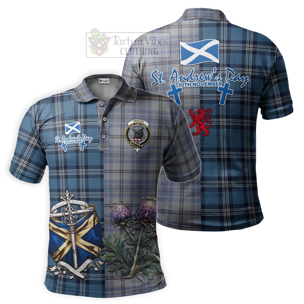 Tartan Vibes Clothing Tweedie Tartan Polo Shirt Happy St. Andrew's Day Half Tartan Style