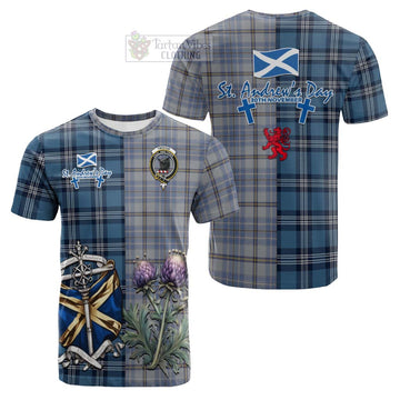 Tweedie Tartan Cotton T-shirt Happy St. Andrew's Day Half Tartan Style