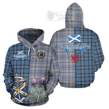 Tweedie Tartan Hoodie Happy St. Andrew's Day Half Tartan Style