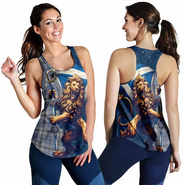 Tweedie Tartan Family Crest Women's Racerback Tanks with Scottish Majestic Lion