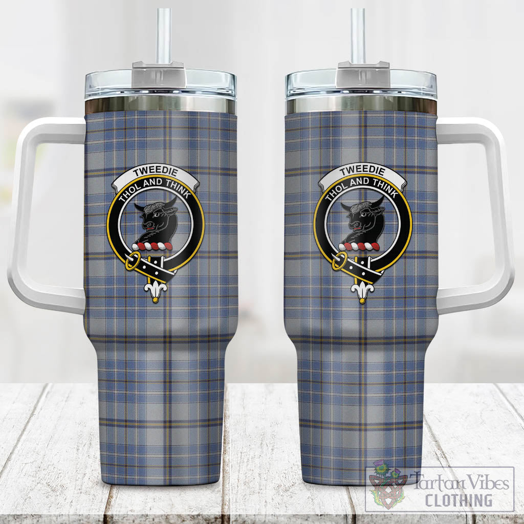 Tartan Vibes Clothing Tweedie Tartan and Family Crest Tumbler with Handle