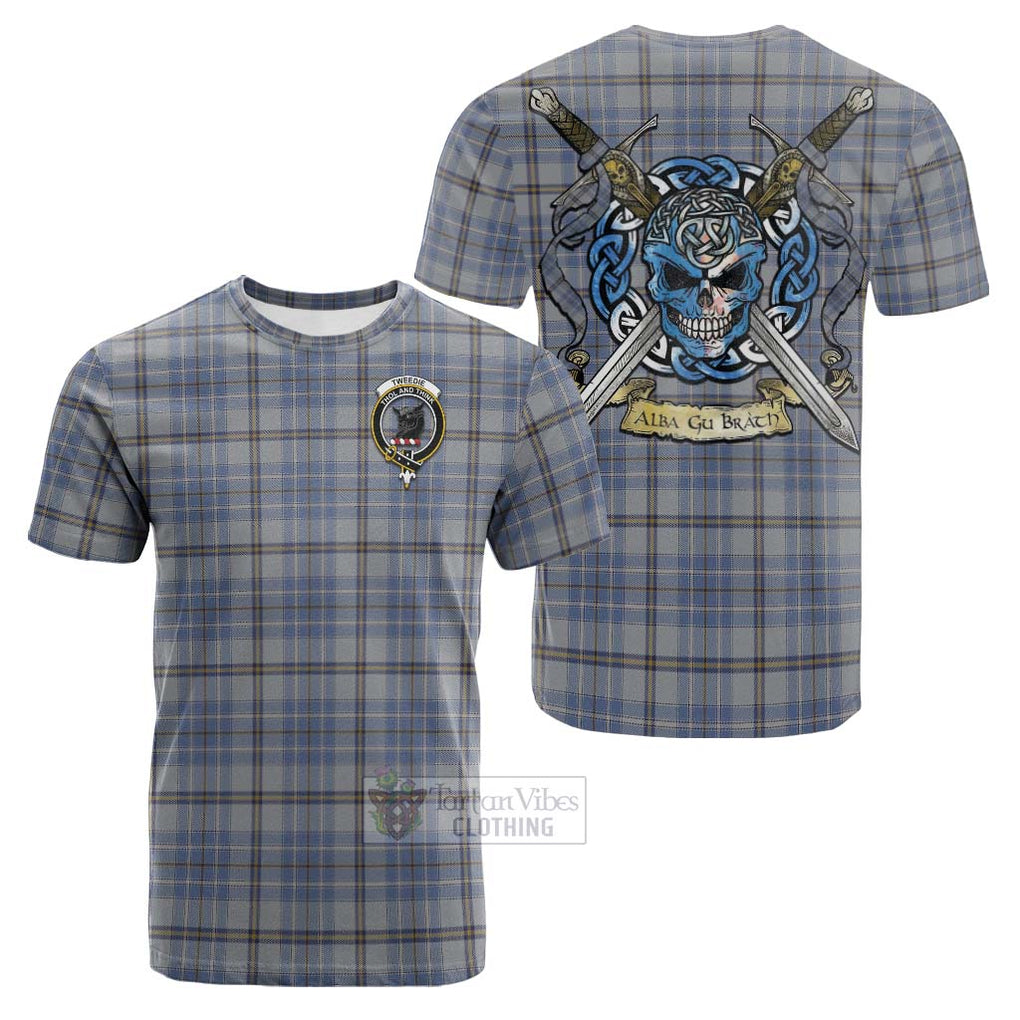 Tartan Vibes Clothing Tweedie Tartan Cotton T-shirt with Family Crest Celtic Skull Style