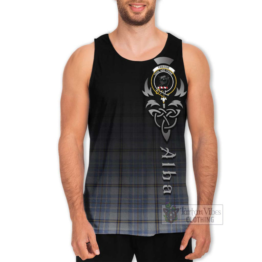 Tartan Vibes Clothing Tweedie Tartan Men's Tank Top Featuring Alba Gu Brath Family Crest Celtic Inspired