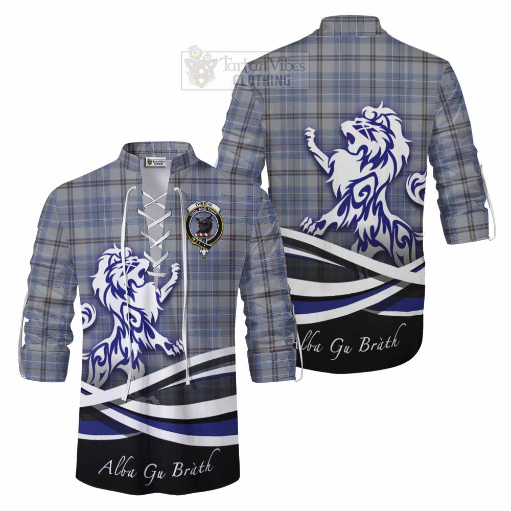 Tartan Vibes Clothing Tweedie Tartan Ghillie Kilt Shirt with Alba Gu Brath Regal Lion Emblem