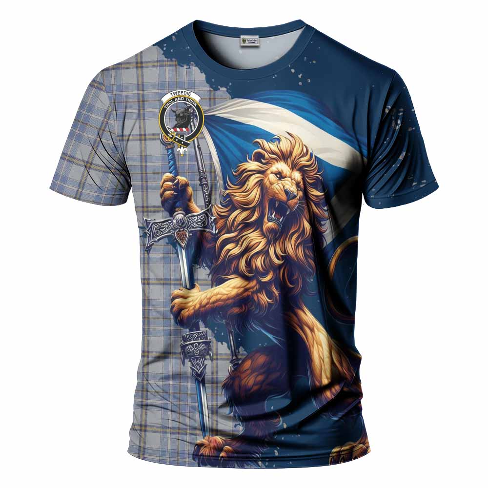 Tartan Vibes Clothing Tweedie Tartan Family Crest T-Shirt with Scottish Majestic Lion