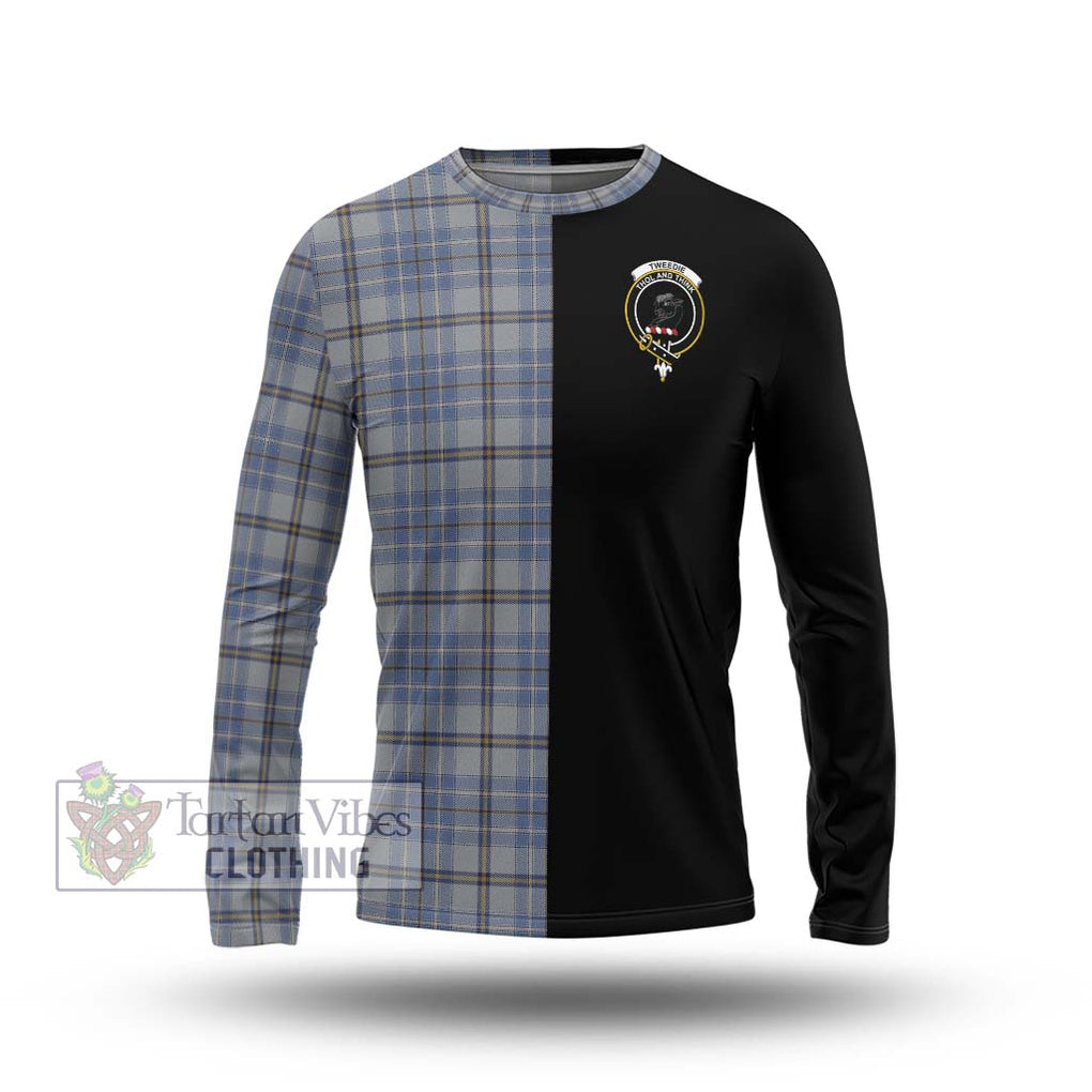 Tweedie Tartan Long Sleeve T-Shirt with Family Crest and Half Of Me Style Unisex - Tartanvibesclothing Shop