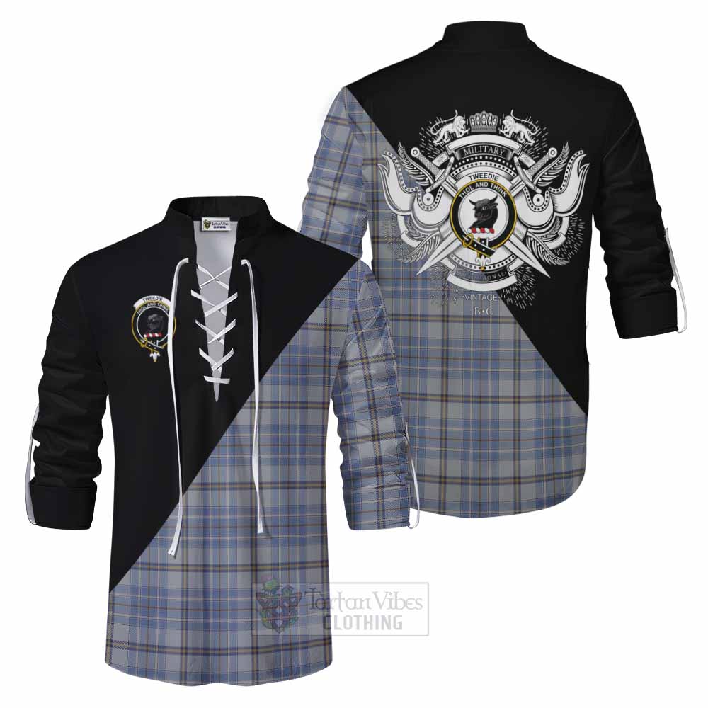 Tartan Vibes Clothing Tweedie Tartan Ghillie Kilt Shirt with Family Crest and Military Logo Style