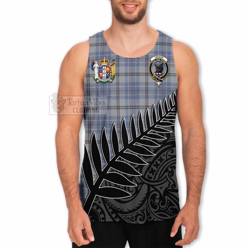 Tartan Vibes Clothing Tweedie Crest Tartan Men's Tank Top with New Zealand Silver Fern Half Style