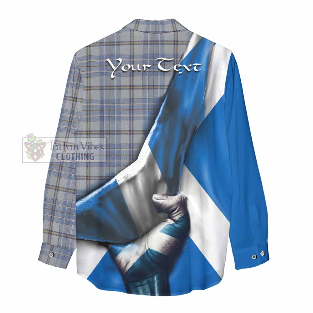 Tartan Vibes Clothing Tweedie Tartan Women's Casual Shirt with Family Crest Scotland Patriotic Style