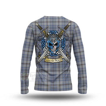 Tweedie Tartan Long Sleeve T-Shirt with Family Crest Celtic Skull Style