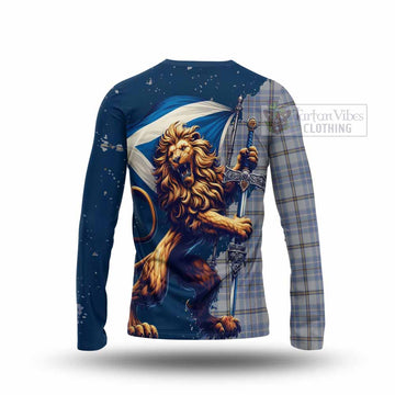 Tweedie Tartan Family Crest Long Sleeve T-Shirt with Scottish Majestic Lion