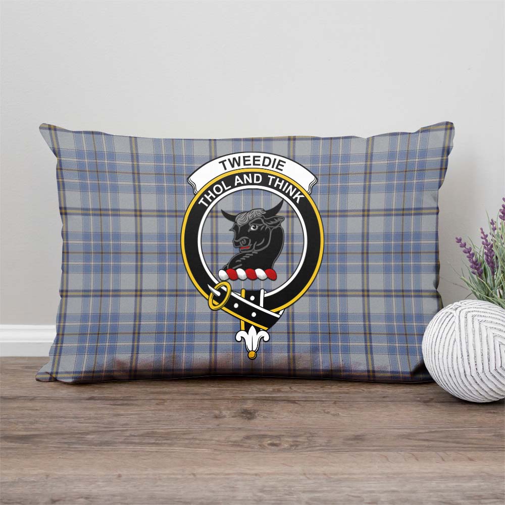 Tweedie Tartan Pillow Cover with Family Crest Rectangle Pillow Cover - Tartanvibesclothing