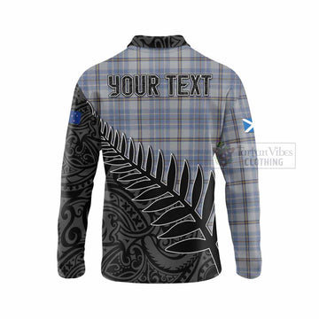 Tweedie Crest Tartan Long Sleeve Polo Shirt with New Zealand Silver Fern Half Style