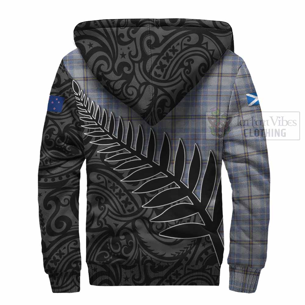 Tartan Vibes Clothing Tweedie Crest Tartan Sherpa Hoodie with New Zealand Silver Fern Half Style