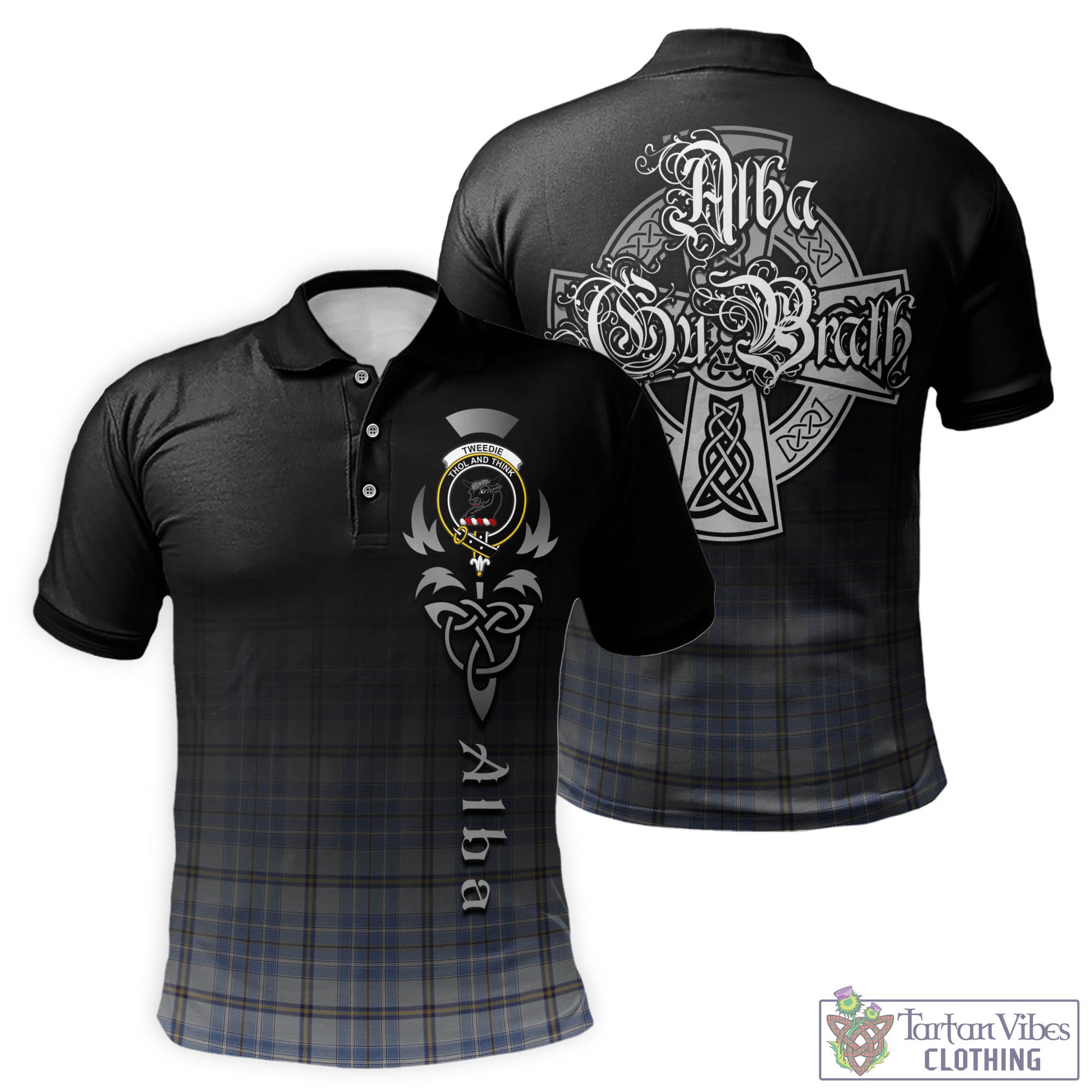 Tartan Vibes Clothing Tweedie Tartan Polo Shirt Featuring Alba Gu Brath Family Crest Celtic Inspired