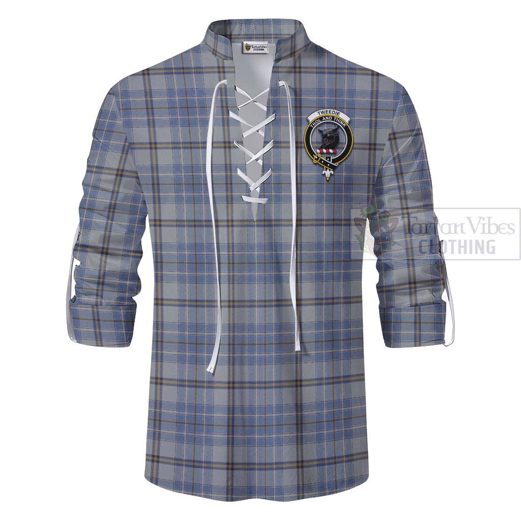 Tartan Vibes Clothing Tweedie Tartan Ghillie Kilt Shirt with Family Crest Celtic Skull Style