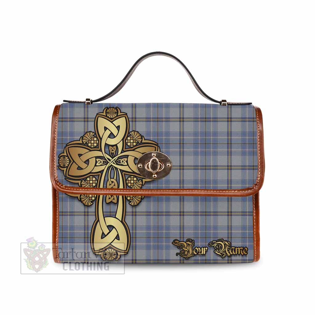 Tartan Vibes Clothing Tweedie Tartan Waterproof Canvas Bag Golden Thistle Celtic Cross Style