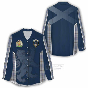 Tweedie Tartan Women's Casual Shirt with Family Crest and Lion Rampant Vibes Sport Style