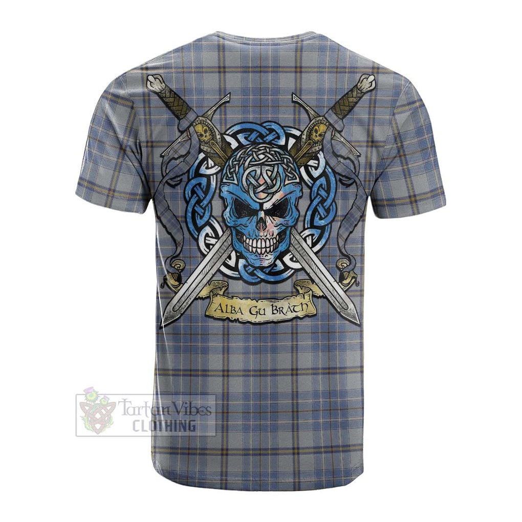 Tartan Vibes Clothing Tweedie Tartan Cotton T-shirt with Family Crest Celtic Skull Style