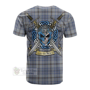 Tweedie Tartan Cotton T-shirt with Family Crest Celtic Skull Style