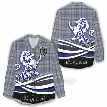 Tweedie Tartan Women's Casual Shirt with Alba Gu Brath Regal Lion Emblem