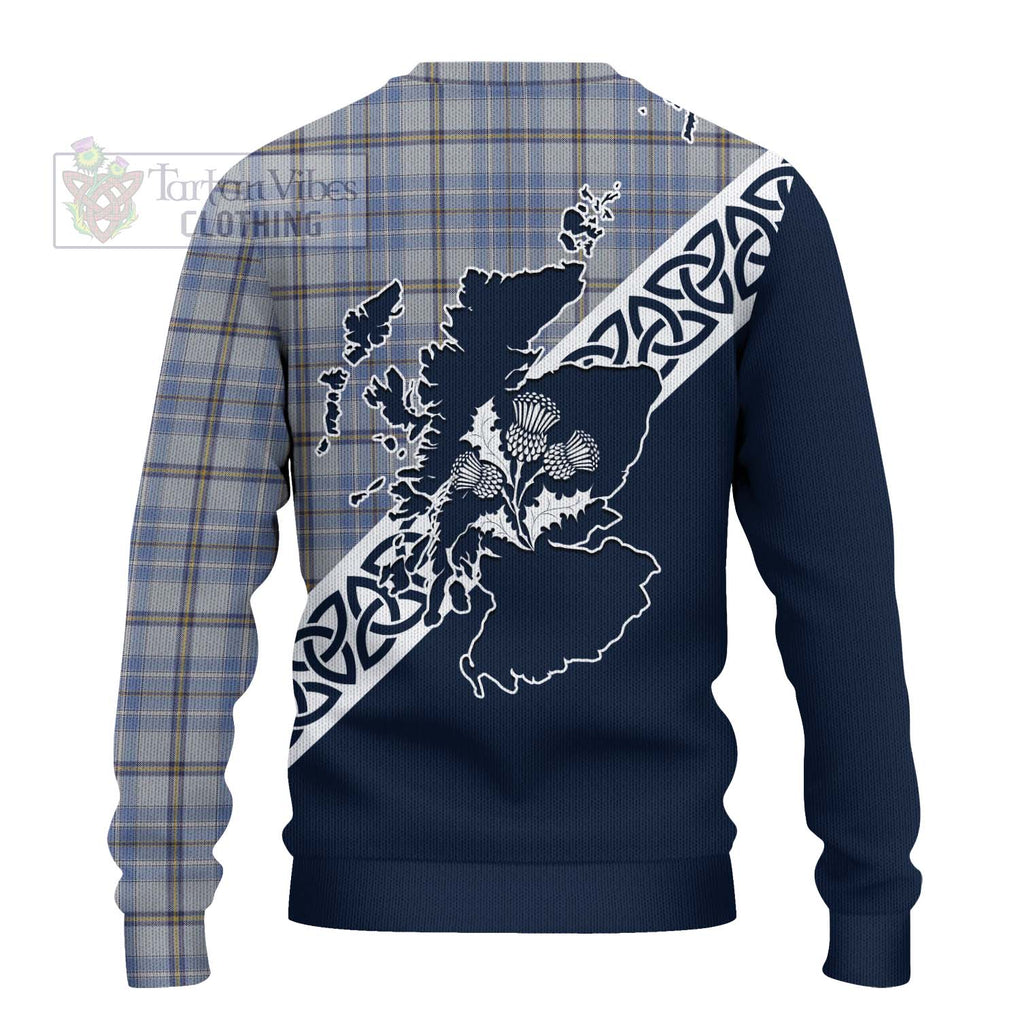 Tartan Vibes Clothing Tweedie Tartan Knitted Sweater Featuring Thistle and Scotland Map